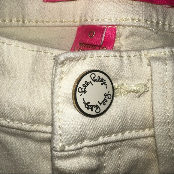 Lily Pulitzer Women’s Pale Yellow Low Rise Raw Hem Jeans Sz 0 - Picture 6 of 13